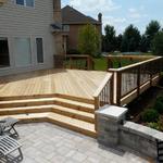 Cedar deck with iron balusters. 